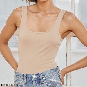 Lulu's Beige Tank Ribbed Bodysuit - NWT - M